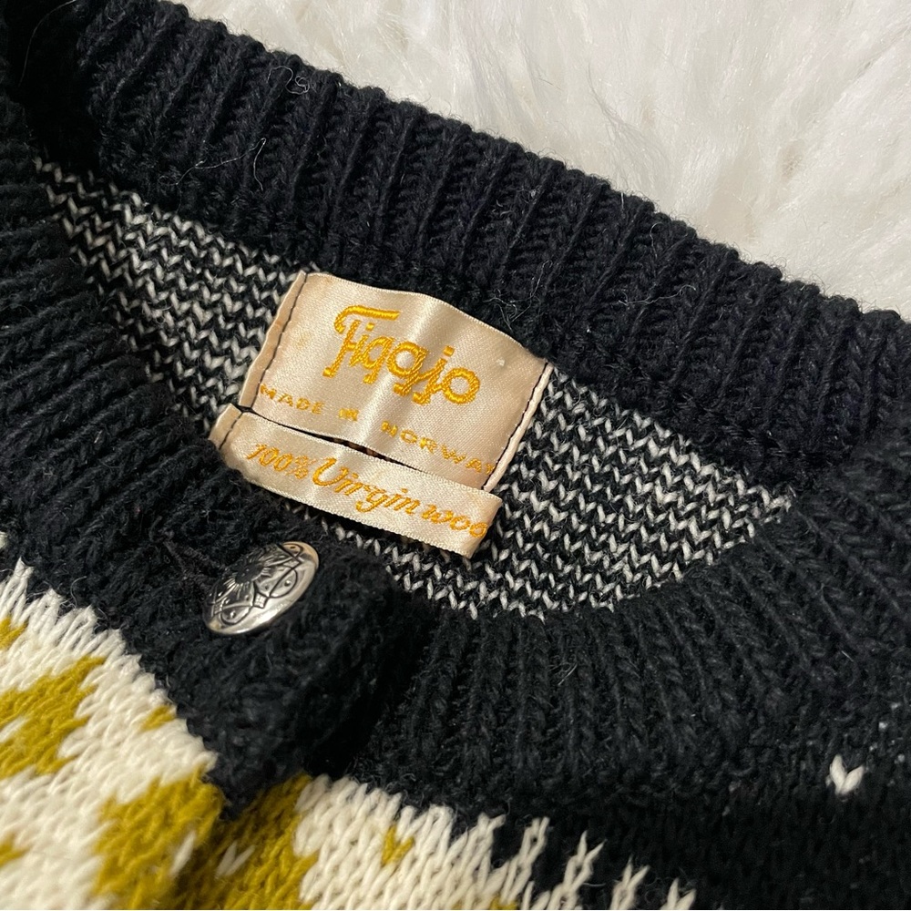 Vintage FIGGJO Ski Snowboard Ladies Cardigan SWEATER 100% Virgin Wool Norway - Picture 7 of 9